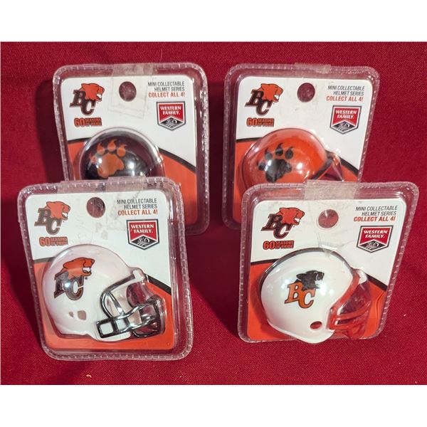 BC Lions 60 Seasons Mini Collectible Helmet Complete Set of 4 - Sealed