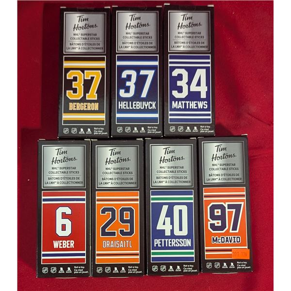 Tim Hortons NHL Superstar Collectible Sticks Lot of 7 - McDavid, Matthews & More - Sealed