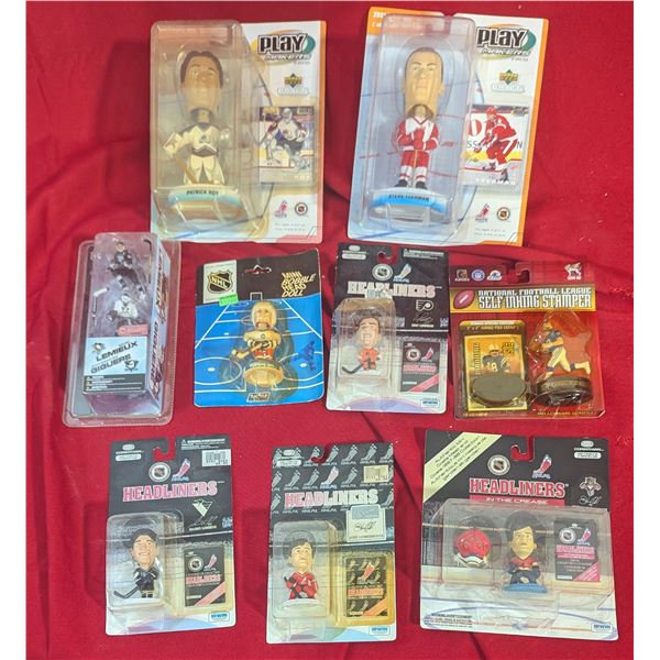 VTG NHL Hockey Figure Lot - Patrick Roy, Steve Yzerman, Lemieux & More