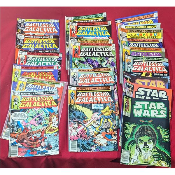 VTG Marvel Sci-Fi Comic Lot - Battlestar Galactica #23 Final Issue, Star Wars & More