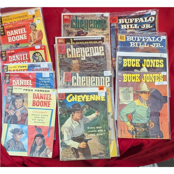 VTG Western Comic Lot - Daniel Boone, Cheyenne, Buffalo Bill Jr., Buck Jones & More