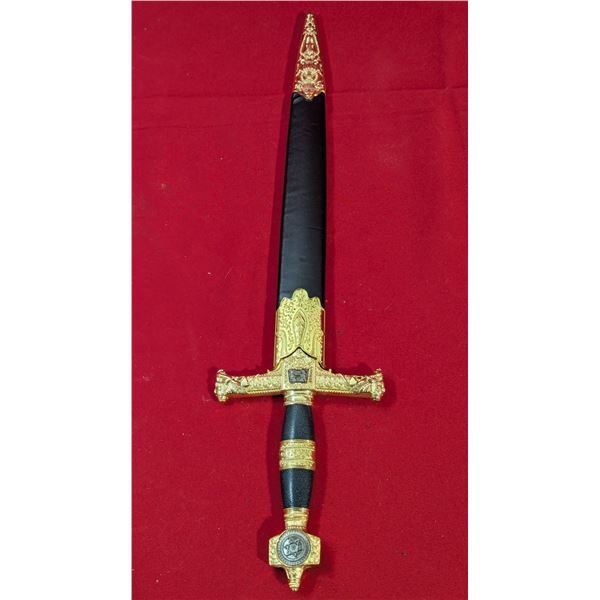 Black & Gold Decorative Dagger / Short Sword w/ Star Pommel