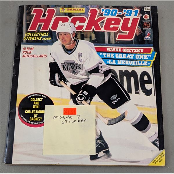 VTG 1990-91 Panini NHL Hockey Sticker Album - 2 Stickers Missing