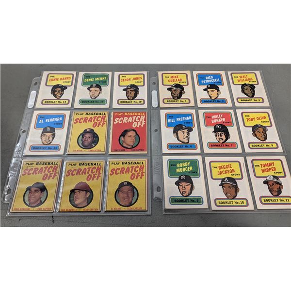 VTG 1970 Topps Baseball Story Booklet & Scratch-Off Lot - Reggie Jackson, Ernie Banks & More
