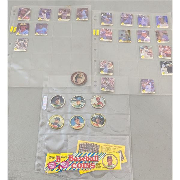 VTG 1989 Topps Baseball Coin & Mini Card Collection w/ Wrappers & Holder