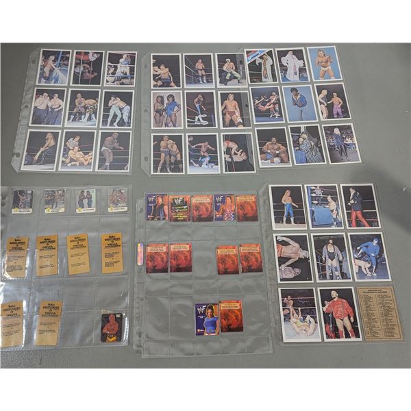 VTG WWF Wrestling Card & Sticker Lot - WrestleMania IV, Rick Rude, Islanders & More