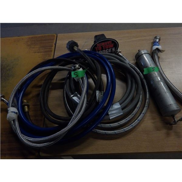 BOX C/W STAINLESS STEEL HOSES, PLASTIC HOSES, ETC