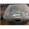 Image 2 : UNCLAIMED STORAGE:  2 CU FT RUBBERMAID TOTE & LID C/W QUILT PATCHES