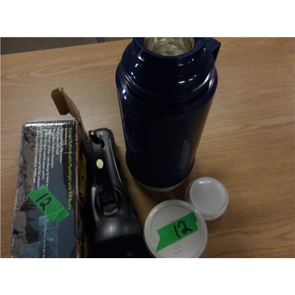 CRANK FLASH LIGHT, THERMOS