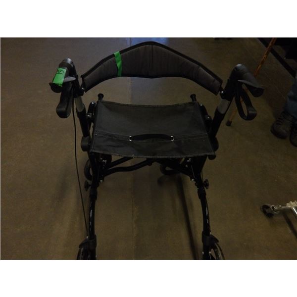 BLACK WALKER WITH BRAKES & STEERING WHEELS
