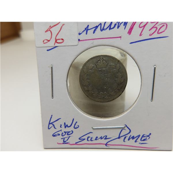 1930 CANADA KING GEORGE V SILVER DIME