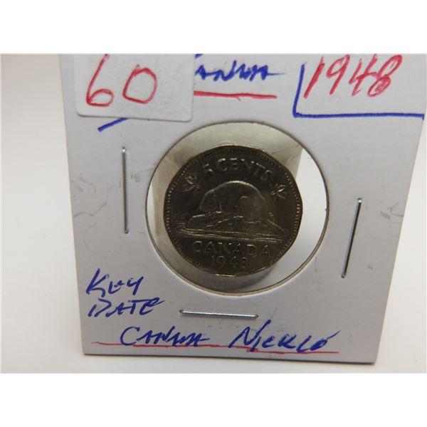 1948 KEY DATE CANADA KING GEORGE VI NICKEL