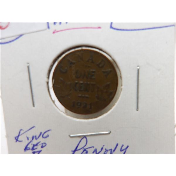 1921 KEY DATE CANADA KING GEORGE V PENNY