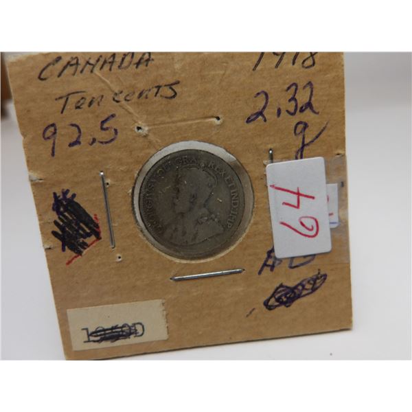 1918 CANADA KING GEORGE V SILVER DIME