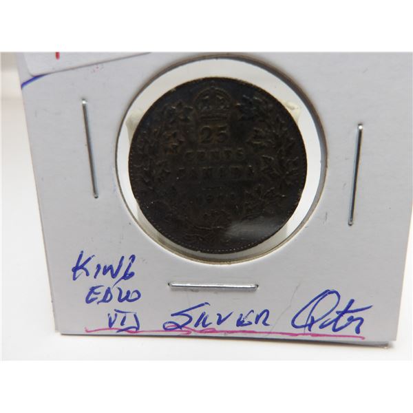 1910 CANADA KING EDWARD VII SILVER QUARTER
