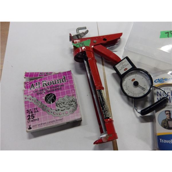 UNCLAIMED STORAGE:  FLAT C/W NECK WALLET, SYRINGES, GLUE GUN, ETC