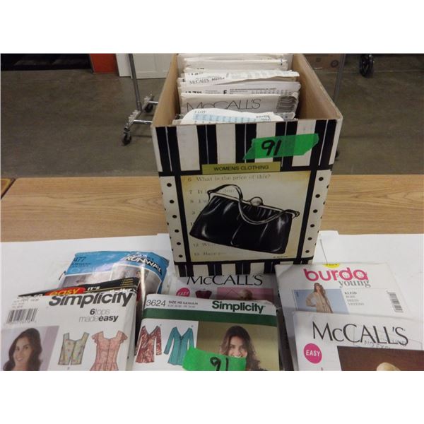 UNCLAIMED STORAGE:  BOX C/W ASSORTED PATTERNS