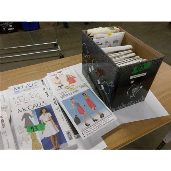 UNCLAIMED STORAGE:  BOX C/W ASSORTED PATTERNS