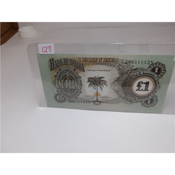CRISP UNCIRCULATED BANK OF BIAFRA ONE POUND CURRANCY BANK NOTE