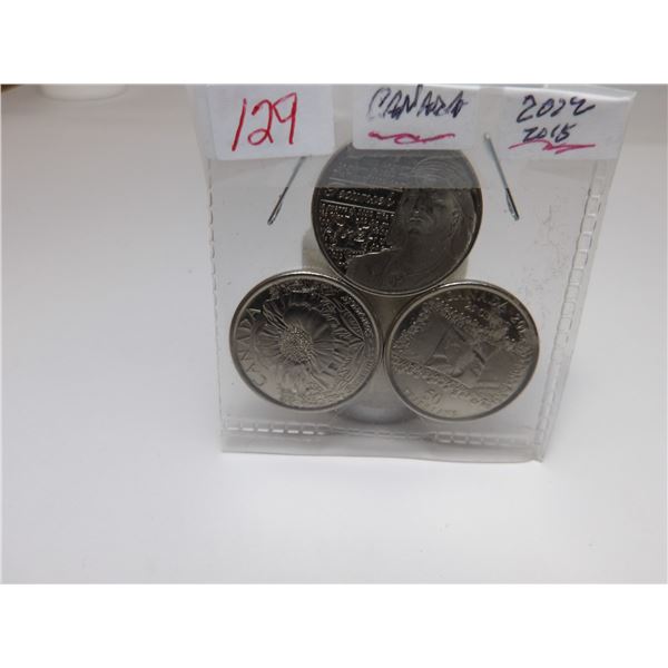 2012 & 2015 CANADA UNCIRCULATED QUARTER SET
