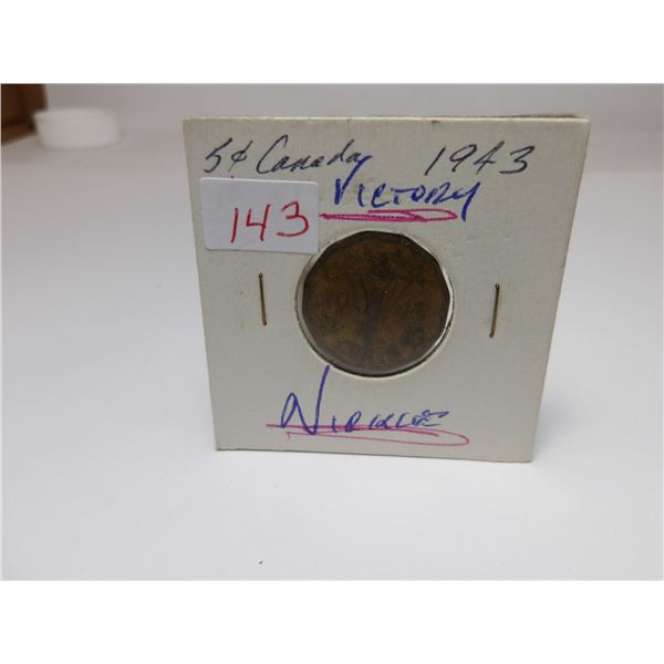 1943 CANADA VICTORY WORLD WAR NICKEL