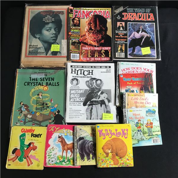 LOT OF 13 MIXED TITLE COMICS AND BOOKS