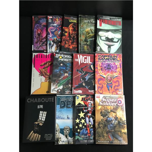 LOT OF 13 MIXED TITLE COMICS AND BOOKS