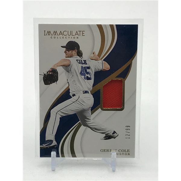 2019 PANINI IMMACULATE COLLECTION BASEBALL GERRIT COLE PATCH TRADING CARD 12/99