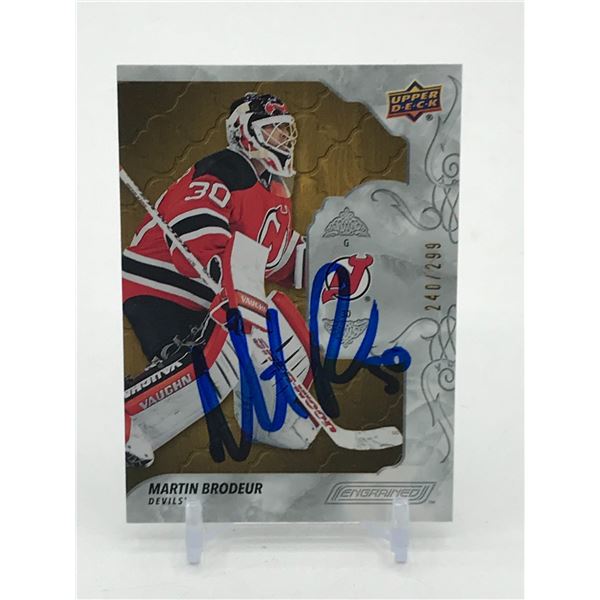 MARTIN BRODEUR SIGNED UPPER DECK ENGRAINED HOCKEY CARD 240/299