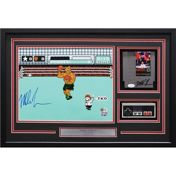 MIKE TYSON SIGNED AND FRAMED PUNCH OUT PRESENTATION PIECE - JSA COA