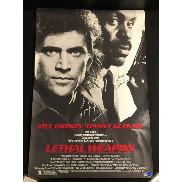MEL GIBSON AND DANNY GLOVER DUAL SIGNED LETHAL WEAPON CANVAS 23 X 36 - WWOC COA