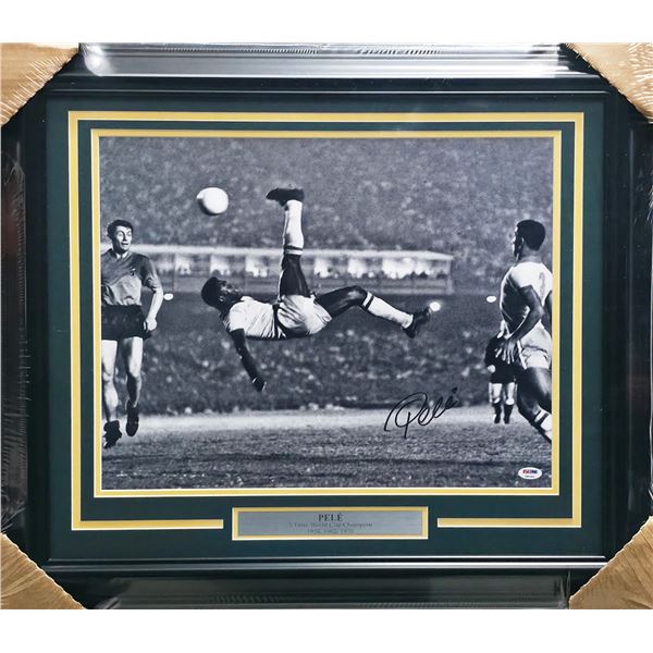 PELE SIGNED AND FRAMED 16 X 20 - PSA COA