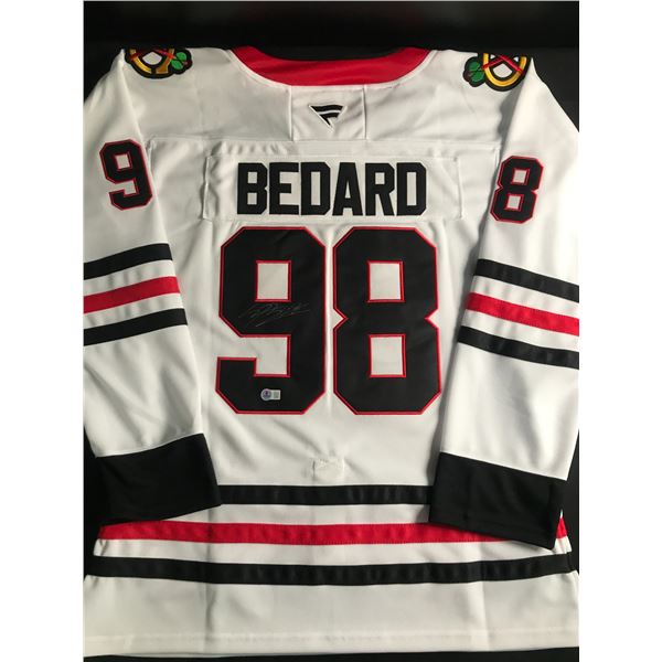 CONNOR BEDARD SIGNED CHICAGO BLACKHAWKS CUSTOM JERSEY - BECKETT COA