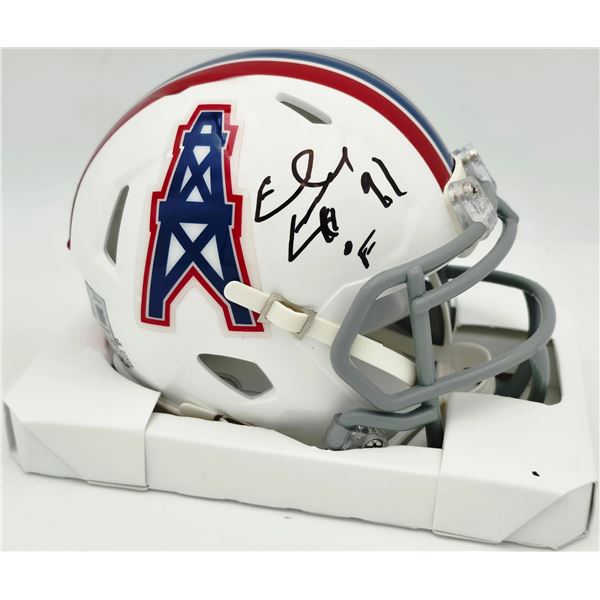 EARL CAMPBELL SIGNED HOUSTON OILERS MINI HELMET (BECKETT COA)