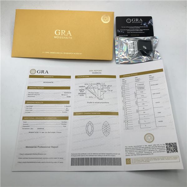 1 CARAT MOISANNITE COLOR D CLARITY GRADE VVS1 WITH GRA REPORT
