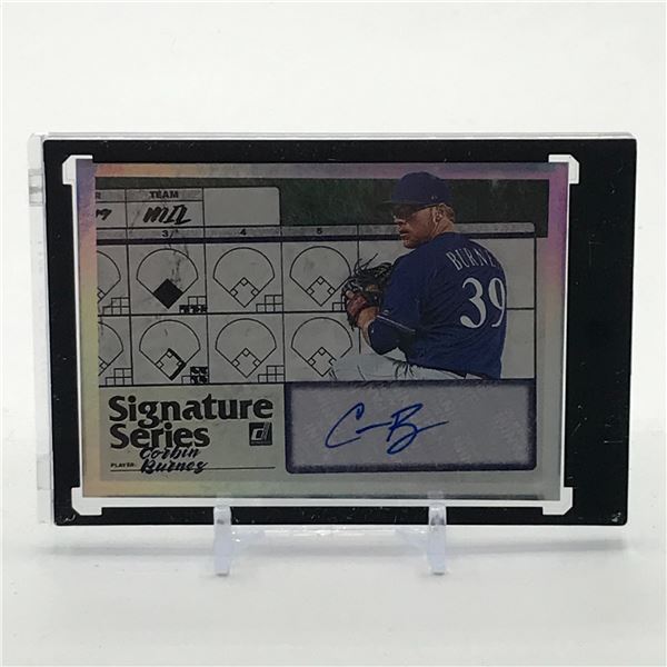 2019 PANINI DONRUSS BASEBALL SIGNATURE SERIES CORBIN BURNES SIGNED TRADING CARD - PANINI COA