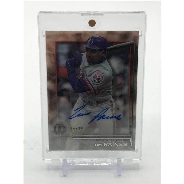 2019 TOPPS TRIBUTE BASEBALL TIM RAINES SIGNED TRADING CARD 4/25 - TOPPS COA