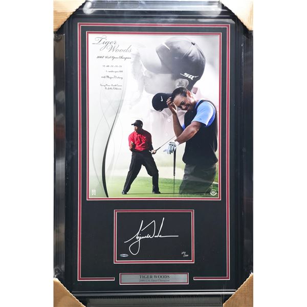 TIGER WOODS SIGNED AND FRAMED PRESENTATION PIECE - UPPER DECK AUTHENTICATED