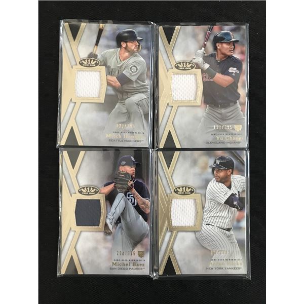 LOT OF 4 BASEBALL PATCH TRADING CARDS INCLUDING 2 ROOKIES ALL /395