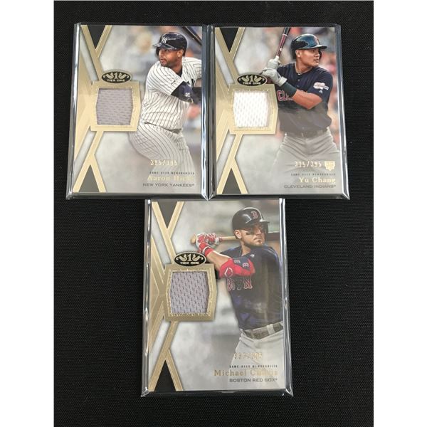 LOT OF 3 BASEBALL PATCH TRADING CARDS INCLUDING 2 ROOKIES ALL /395