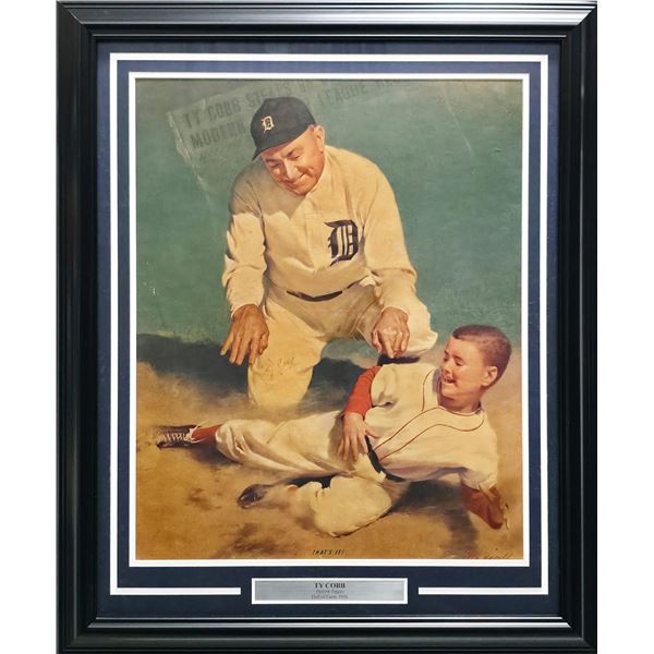 TY COBB SIGNED AND FRAMED 8X10 - PSA COA
