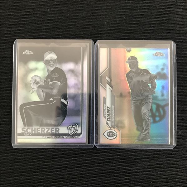 LOT OF 2 TOPPS CHROME BASEBALL TRADING CARDS IN INDIVIDUAL PLASTIC SLEEVES