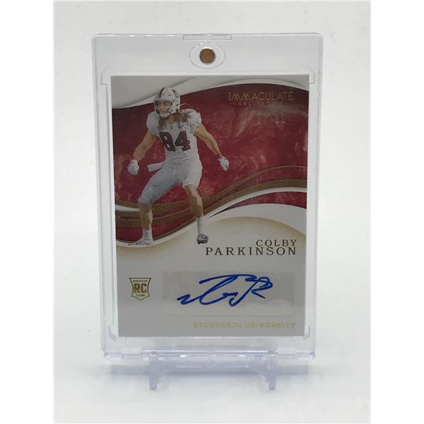 2020 PANINI IMMACULATE COLLECTION COLLEGIATE COLBY PARKINSON SIGNED ROOKIE TRADING CARD 97/99