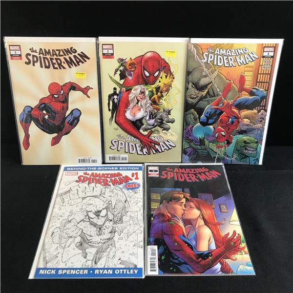 LOT OF 5 AMAZING SPIDERMAN COMICS ALL #1'S - MARVEL COMICS