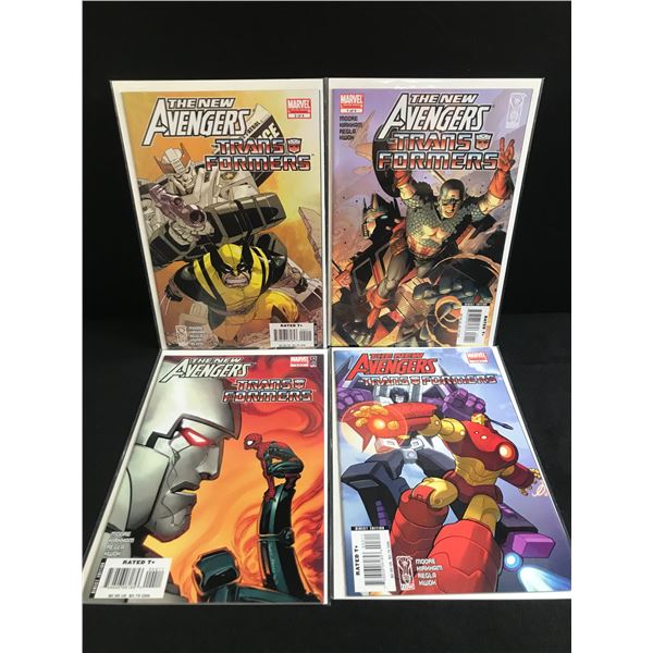 LOT OF 4 THE NEW AVENGERS AND THE TRANSFORMERS COMICS #1 - #4 OF A 4 PART SERIES - MARVEL COMICS