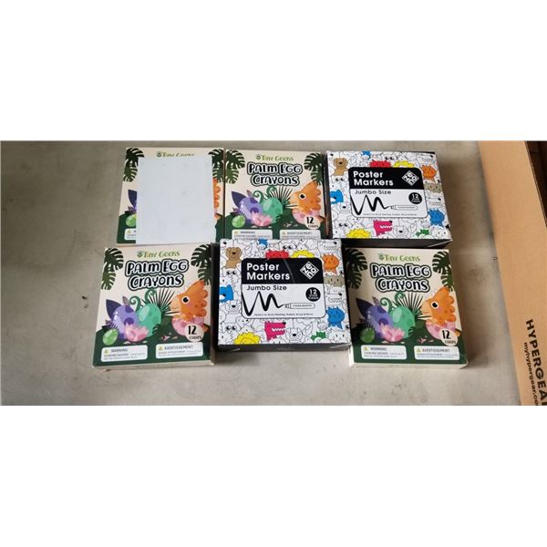 4 PACK STINY GEEKS PALM EGG CRAYON  AND 2 PACKS ZENO POSTER MARKER