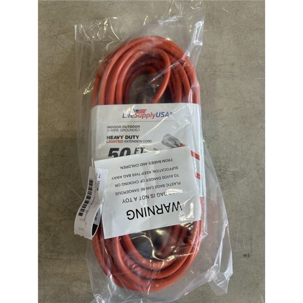 HEAVY DUTY 50FT ORANGE EXTENSION CORD. 14AWG/3C