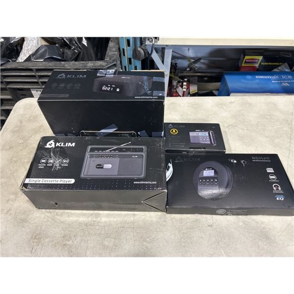 KLIM BOOMBOX, KLIM SINGLE CASETTE PLAYER, KLIM DISCMAN , AND KLIM CASETTE PLAYER