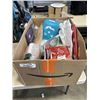 Image 1 : BOX OF AMAZON OVERSTOCK INCLUDING P&S CARPET BOMBER, SYROFOAM CUPS ETC