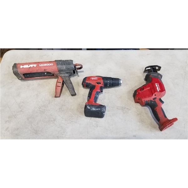 HILTI IMPACT GUN, HILTI RECIPROCATING SAW AND HILTI GLUE GUN. WORKING